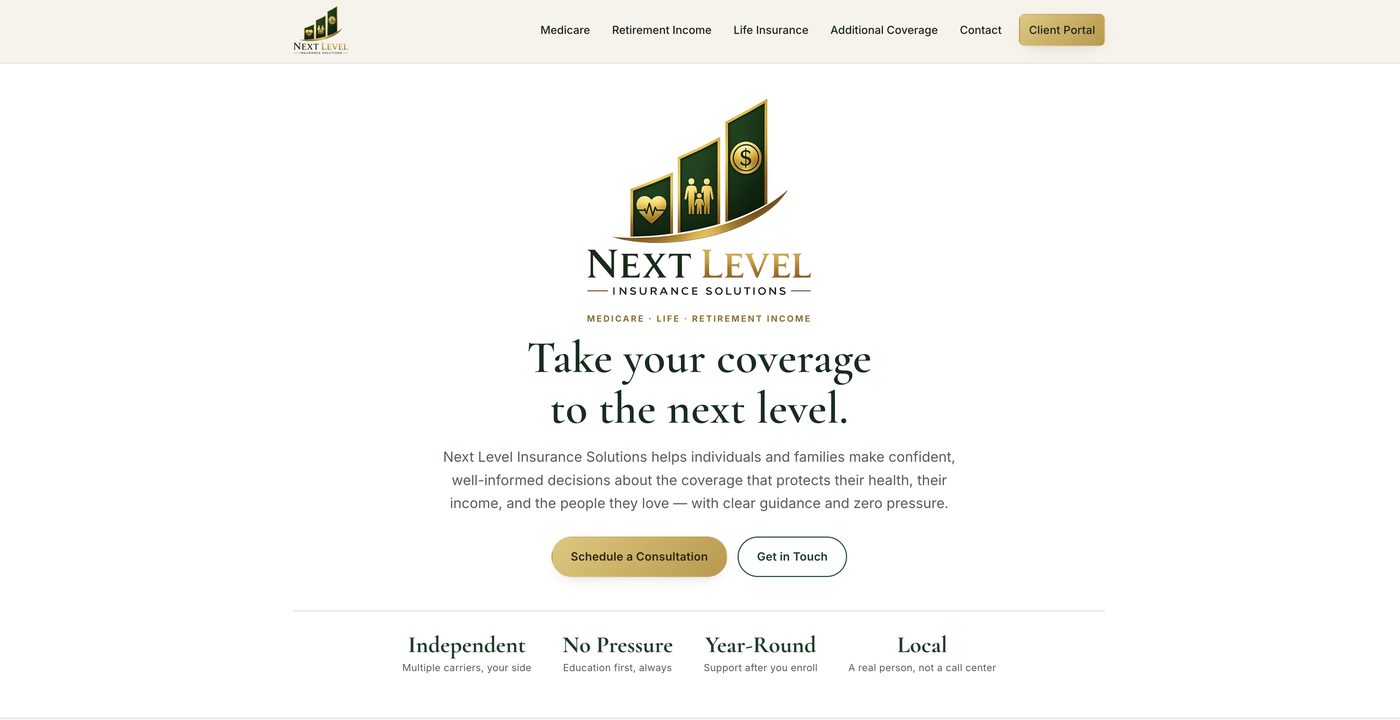 Next Level Insurance Solutions website