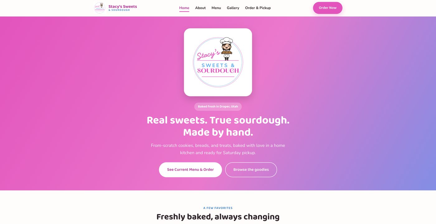 Stacy's Sweets and Sourdough website